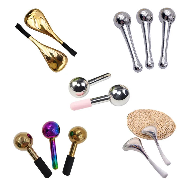 

2PCS Skin Care Tools Face Lifting Beauty Metal Heart Shape Cryo Gua Sha Cooling Massage Sticks Stainless Steel Ice Globes