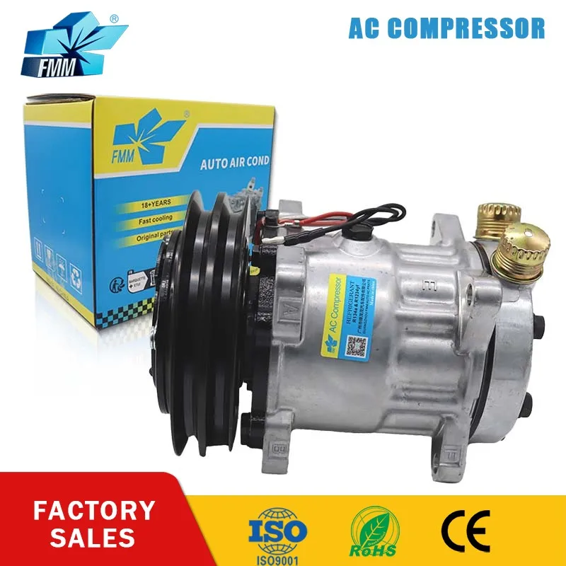 

FMM SD7H15 709 A/C AC Compressor for Engineering Vehicle Dual Interface 6-point Interface