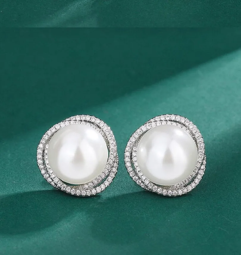 

Huge AAAA 11-12mm south sea white stud pearl earrings 925s