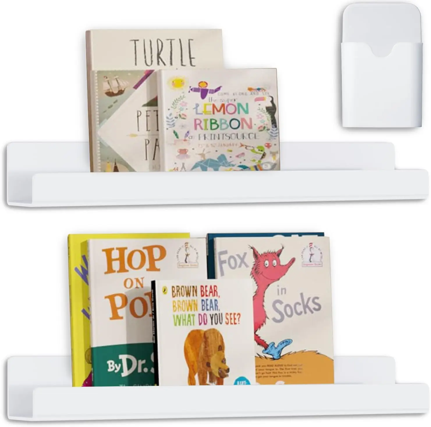 

2 Pcs Magnetic Book Shelf for Whiteboard, Reusable Book Holder and Pen Holder, Classroom Office Refrigerator School Supplies White