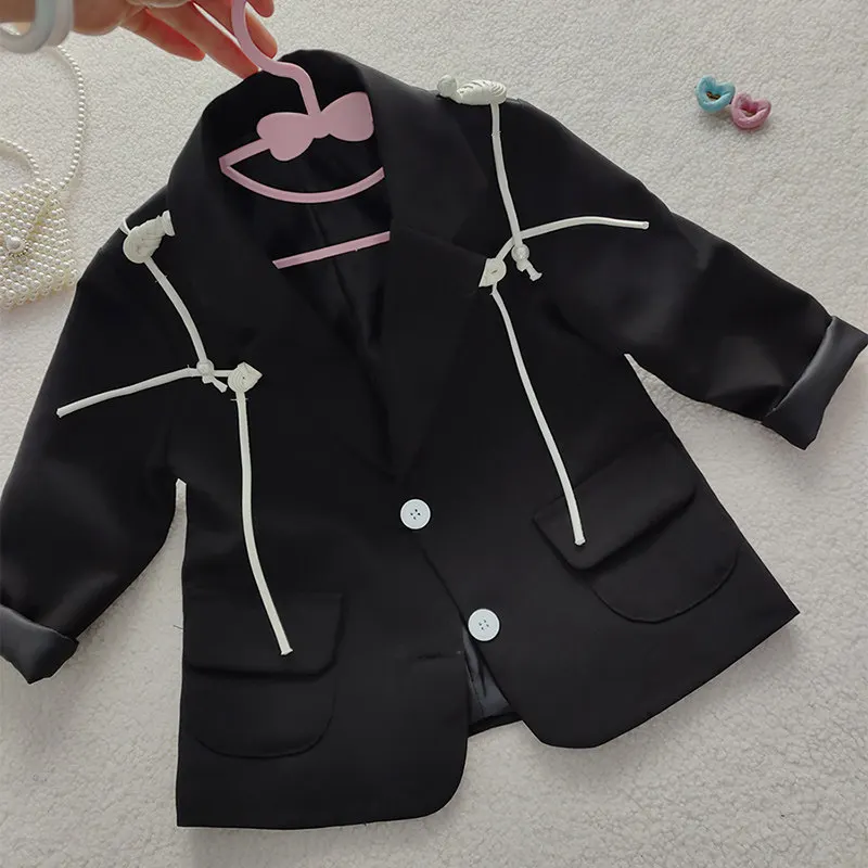New Girls' Suit Jacket for Spring and Autumn Fashion New Chinese Style Buckle Suit Western-style Children's Casual Coat