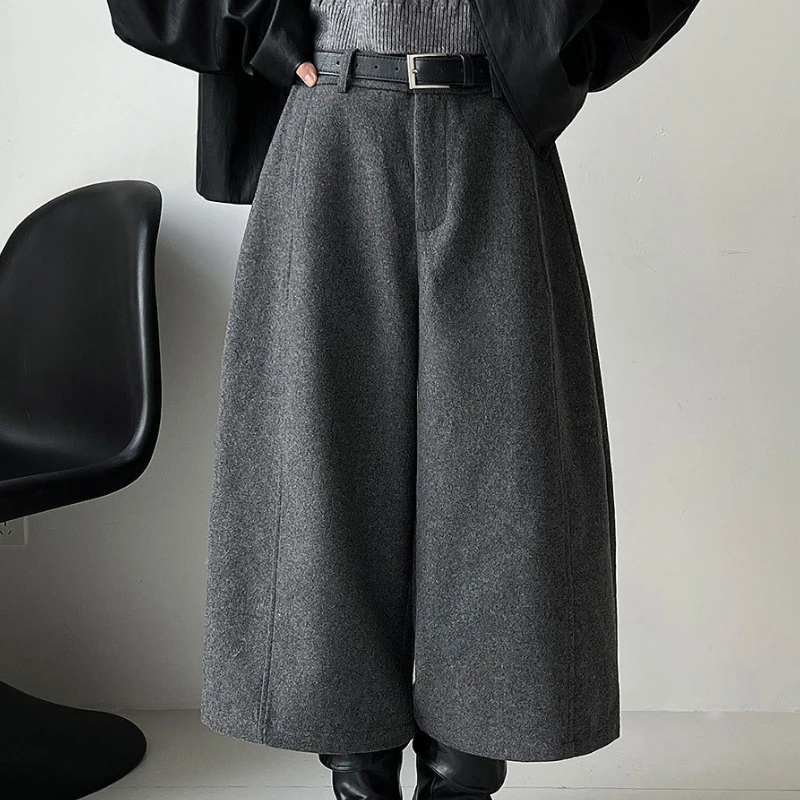 سراويل شتوية رائجة البيع لعام 2025 من الصوف السميك ثلاثية الأبعاد فضفاضة وراقية واسعة الساق للنساء #5