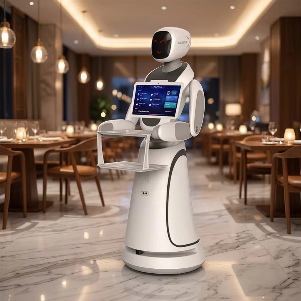 Commercial 10KG Csjbot Robot Coffee Shop Food Delivery Intelligent AI Waiter VSLAM Navigation 2 Tray Layers Disposable IP65