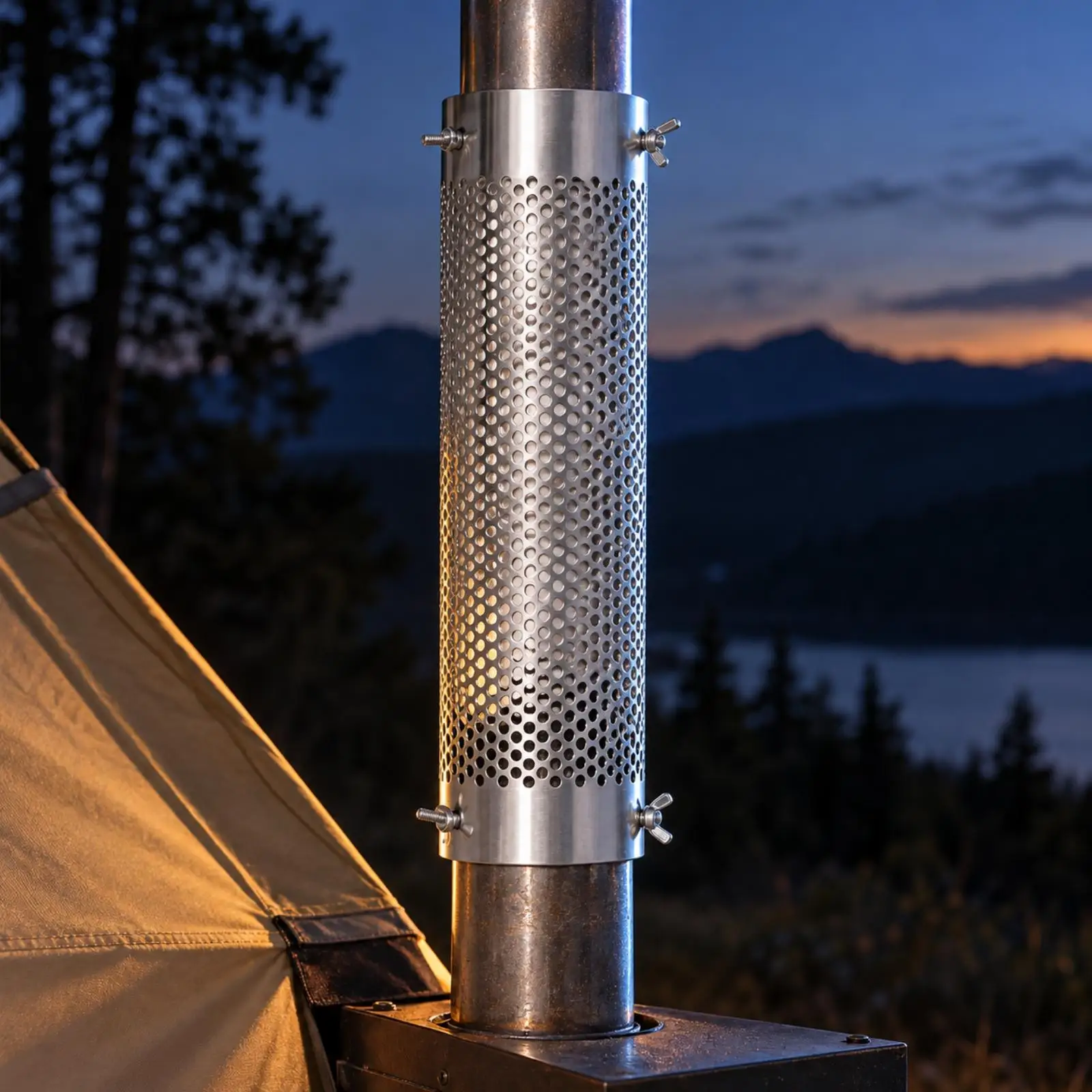 Tent Stove Chimney Heat Shield Stainless Steel Burner Pipe Guard for Outdoor Camping Heater Wind Protection Portable Grill