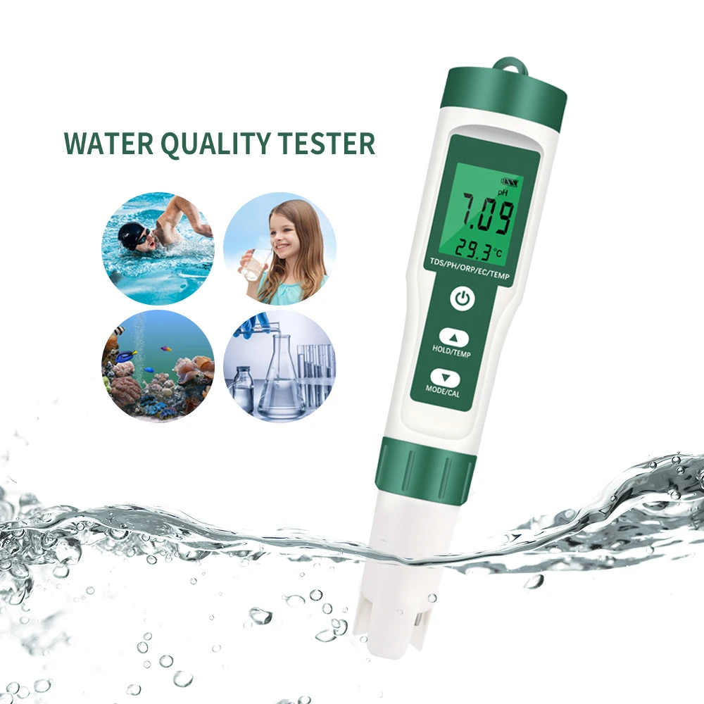 5 in 1 Digital PH Meter TDS/EC/ORP/Temperature Meter Portable Water Quality Monitor Tester for Pools Drinking Water Aquariums