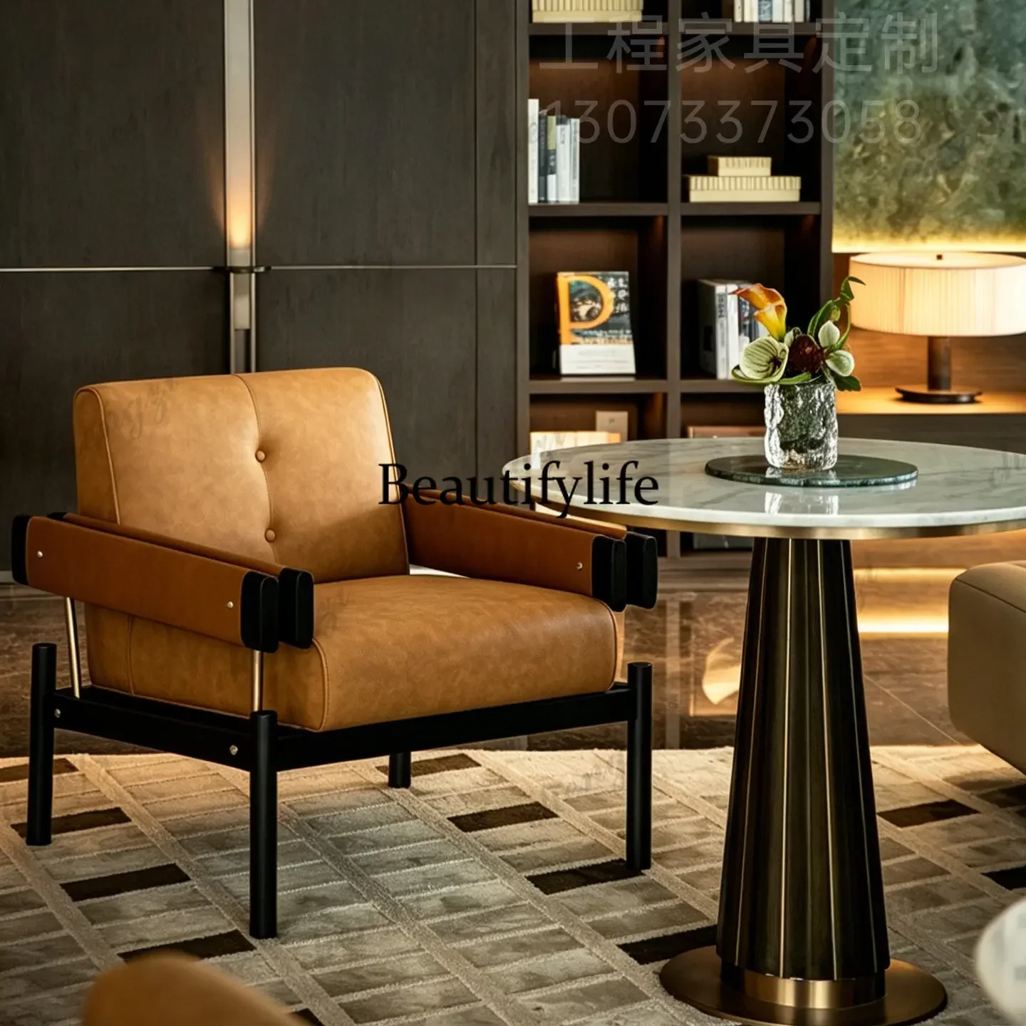 A4567Italian light luxury sofa chair sales office reception negotiation leisure hotel room box designer sofa chair