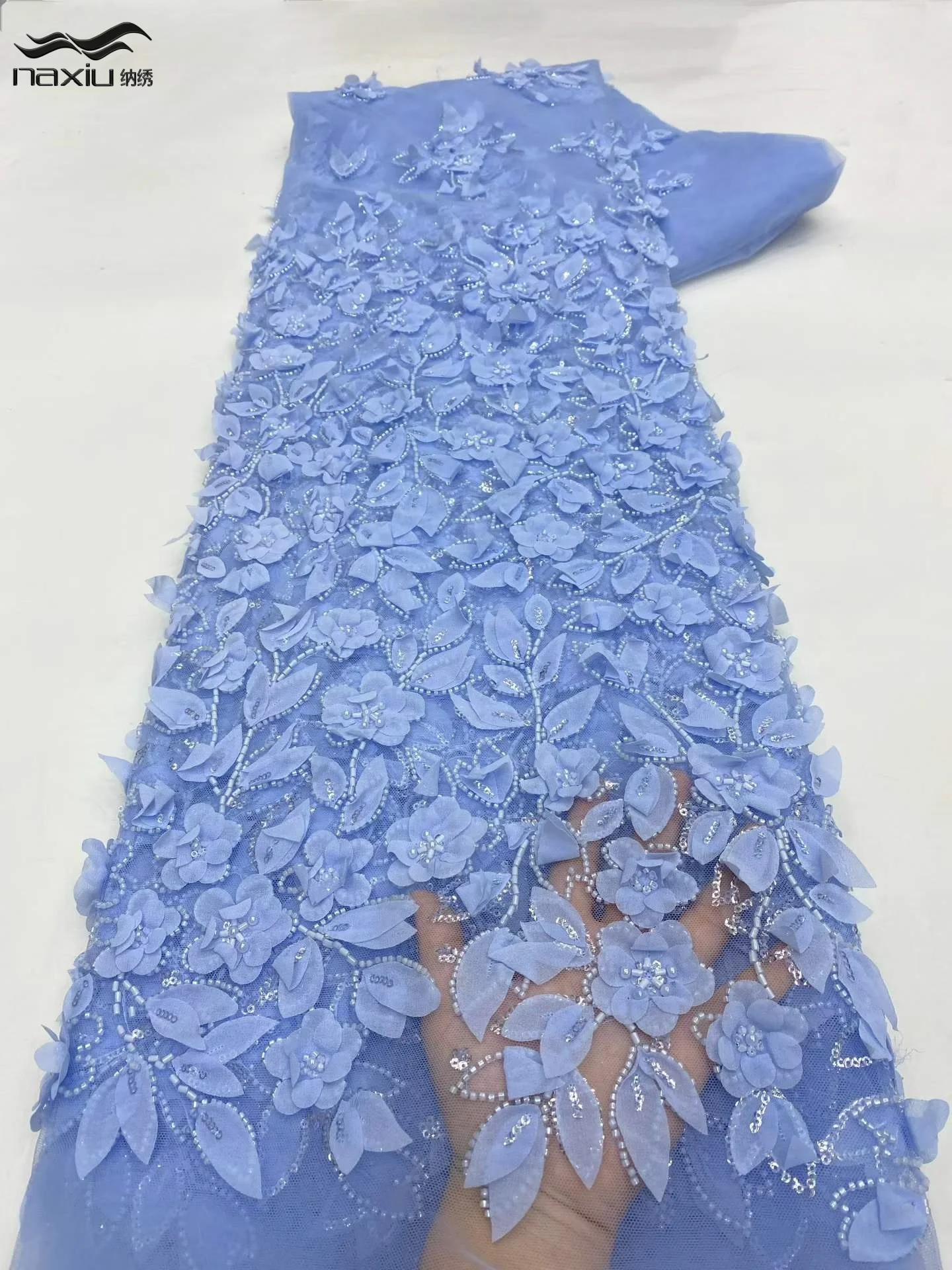 

Madison Luxury African Sequin Beaded Lace Fabric 2026 Nigerian French Mesh Lace Fabric for Sewing Women's Wedding Dress