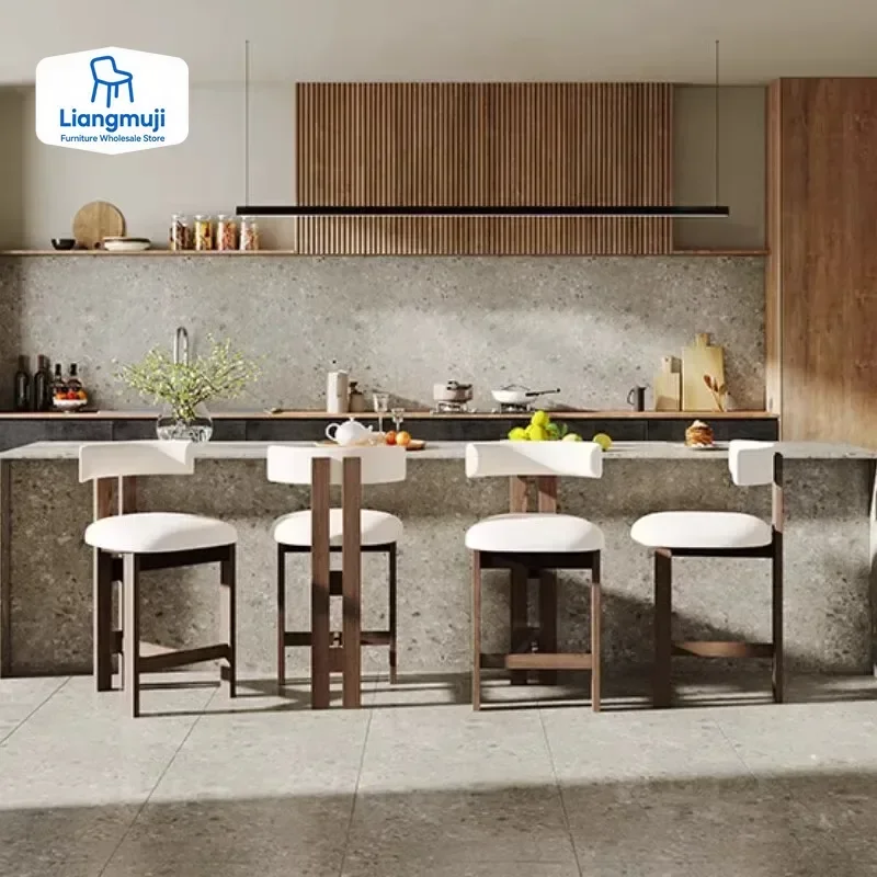 

Скандинавские высокие стулья из цельного дерева для приема, мягкие уникальные барные стулья для отдыха, эргономичные минималистичные ресторанные Muebles, модная мебель