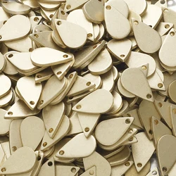 50Pcs Raw Brass Flat Teardrop Charm Extension Chain Bead Waterdrop Pendant Charms for Diy Drop Earrings Necklace Jewelry Making