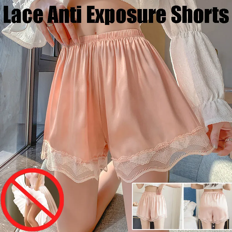 

Lace Trim Anti-Exposure Shorts for Women, Non-Roll Thin Summer Sleep Shorts, Adjustable Safety Underwear Outdoor