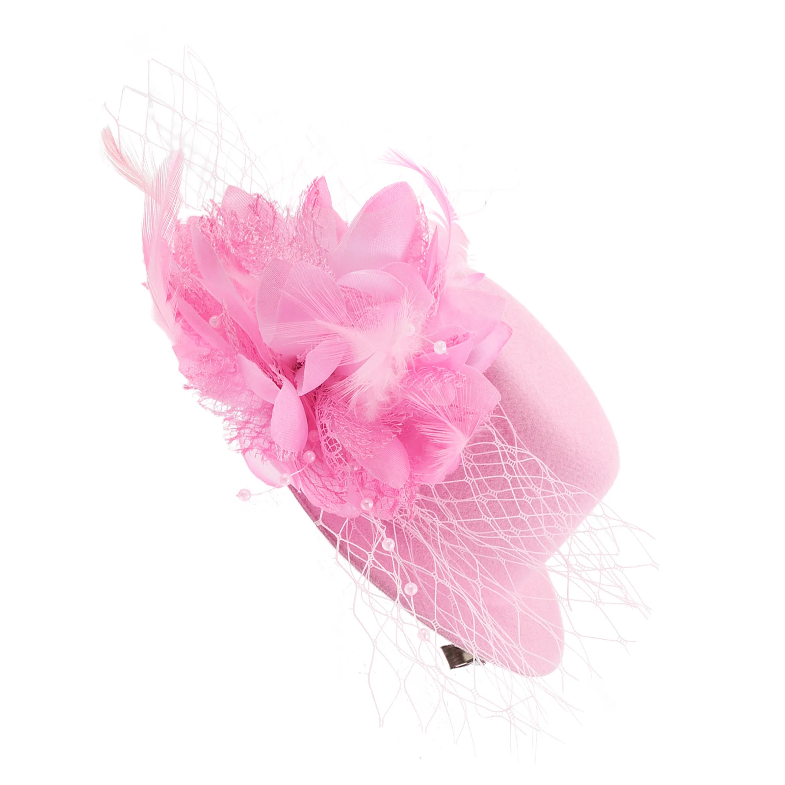 

Hat Fascinator Hair Barrette Pink Girl Headdress Child Tea Party Hats Clips Versatile Use Lightweight Safe Comfortable