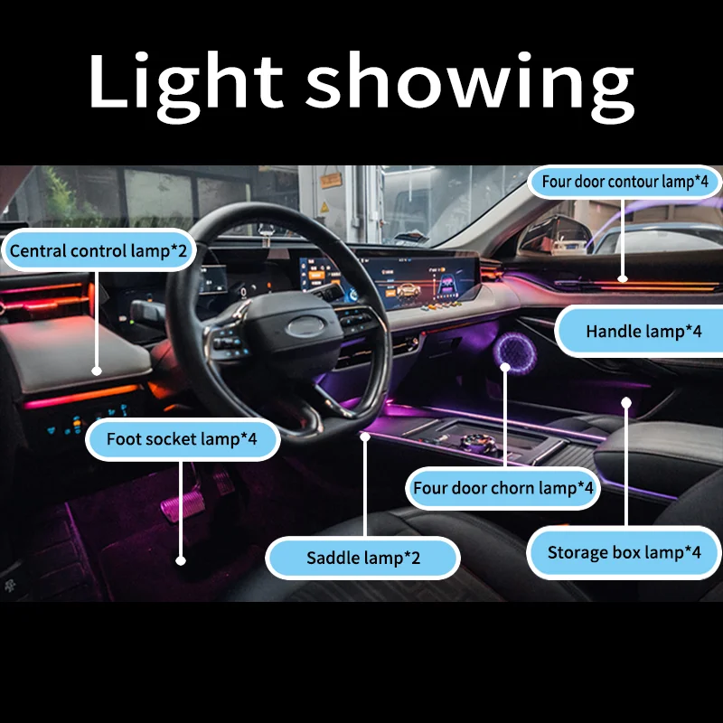 Ouchuangbo LED Ambient Light For Mondeo Fusion MK5 2014-2023 Magic Atmosphere Lamp Interior Kit 256 Color Car Decoration