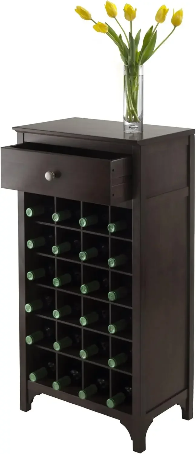 Ancona Modular 24 Bottle Wine Cabinet with Drawer 19.09W x 12.6D x 37.52H-Inches, Dark Espresso