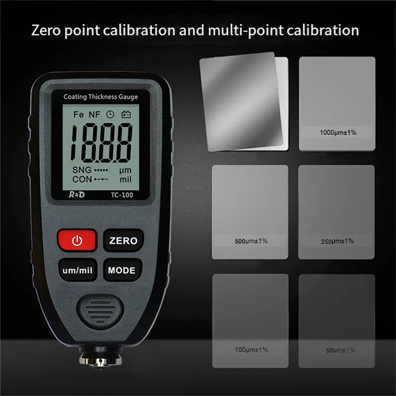 

WORTHOWN-INSTRUMENTS R&D TC100 Coating Thickness Gauge Coating Thickness Gauge Suitable For0.1Um/0-1300 Measurement Manual Paint