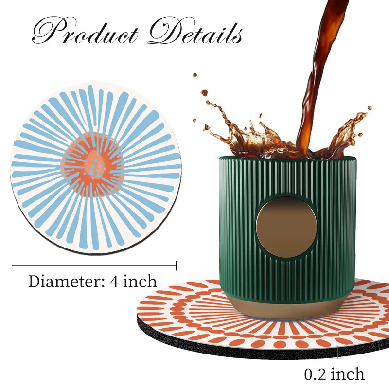 10*10cm Aesthetic Round Coasters Wide Application PVC Protector Mat Leave-on Heat Resistant Pad for Deco Table Accessories