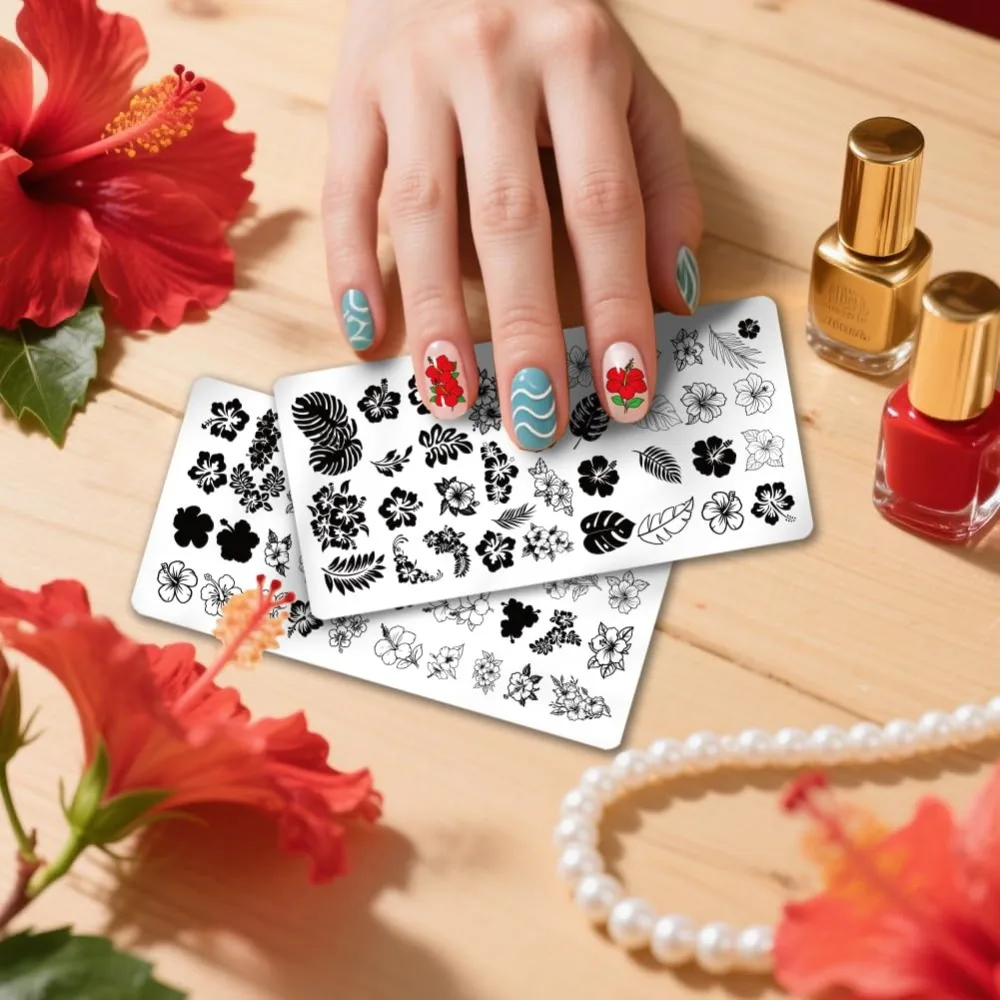 Stainless Steel DIY Nail Art Templates Template Tool Rectangle Flower 12x6cm 3pcs/set - view 4