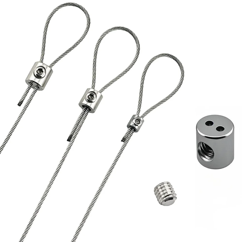 0.8-2mm Steel Wire Rope Clamp Stainless Steel Cable Copper Metal Hanging Clip Adjustable Screws Fixed Hardware Accessories