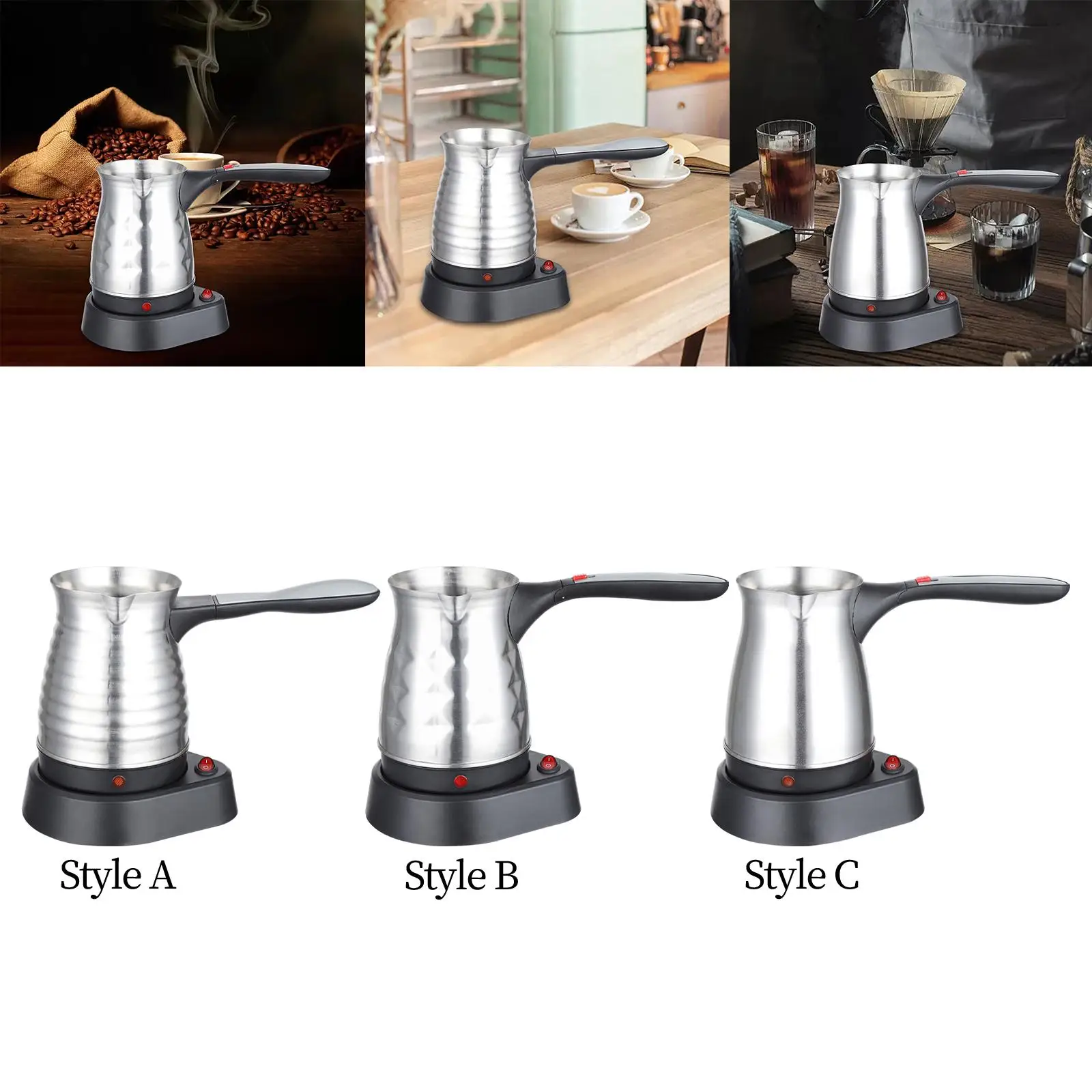 500ml Electric Turkish Coffee Pot Stainless Steel Coffee Kettle for Bar Cafe