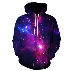 Space Galaxy Sweatshirt Men 3D Print Hoodie Women Loose Vintage Kids Long Sleeve Coat Purple Nebula Clothing