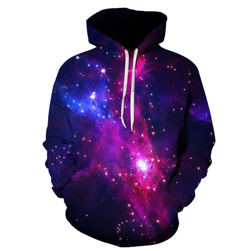 Space Galaxy Bluza Mężczyźni 3D Print Hoodie Kobiety Luźny Vintage Dzieci Płaszcz z długim rękawem Fioletowy Nebula Odzież
