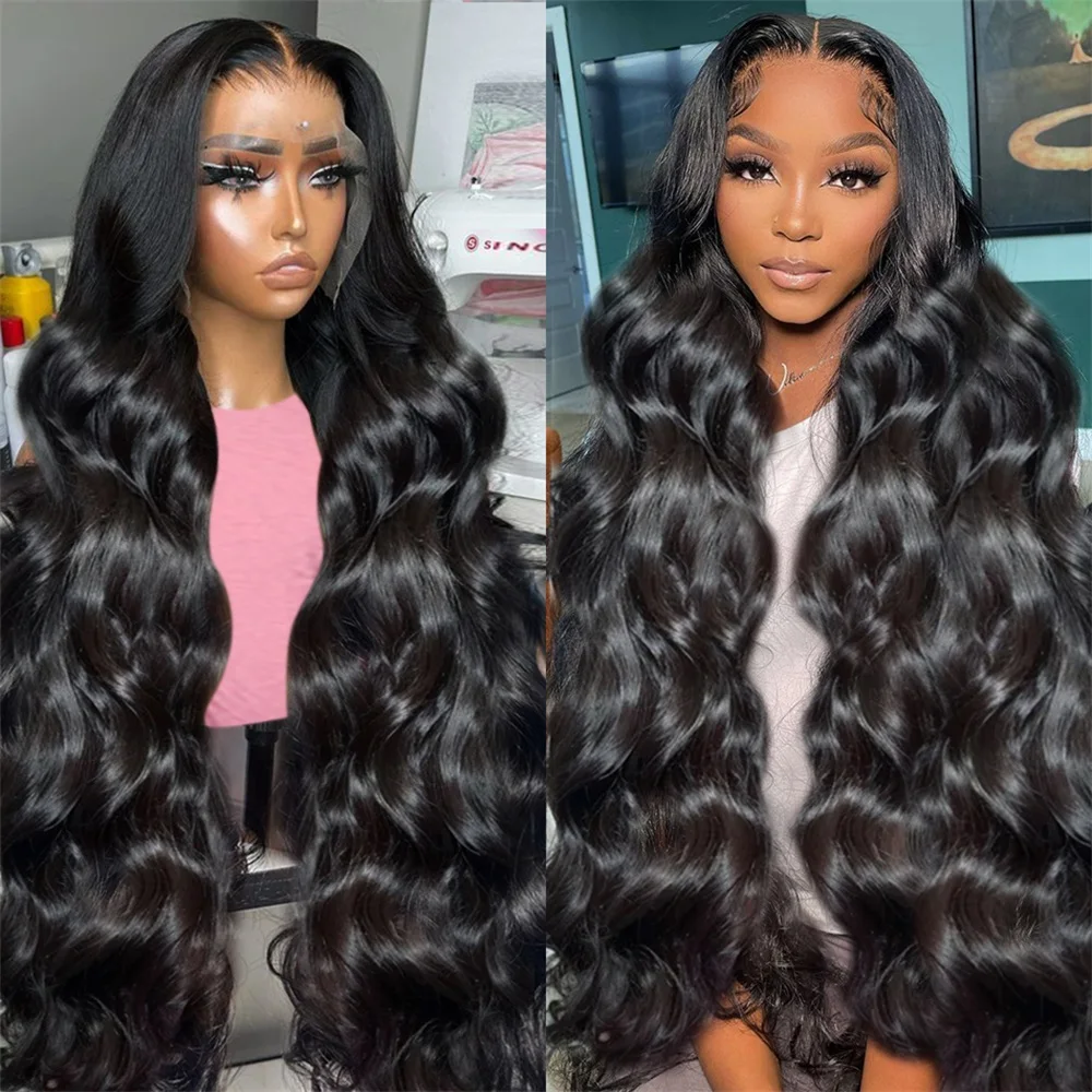 13x6 13x4 Transparent Lace Front Human Hair Wigs For Women 180 Density 36 Inch Brazilian Body Wave 4x4 Lace Closure Wig Glueless