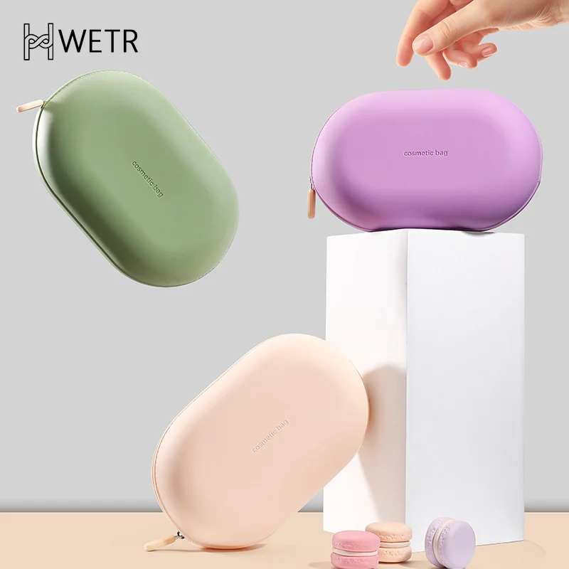 Large Capacity Silicone Cosmetic Bag Waterproof Space Saving Travel Storage Bag Dust-proof Zipper Closure Coin Purse Travel