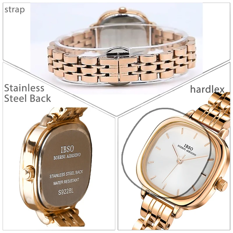 Orologio da donna di marca di lusso orologio da polso impermeabile in acciaio con quadrante piccolo in oro regalo femminile orologio da polso al quarzo in pelle quadrata di moda da donna