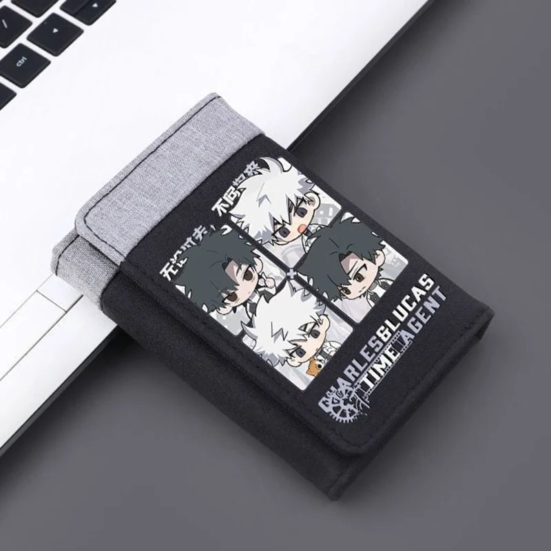 

Chibi Chinese Style Link Click Canvas Anime Wallet for Student Girl Boy Tri-Fold RFID Blocking Mini Purse Short Money Clip