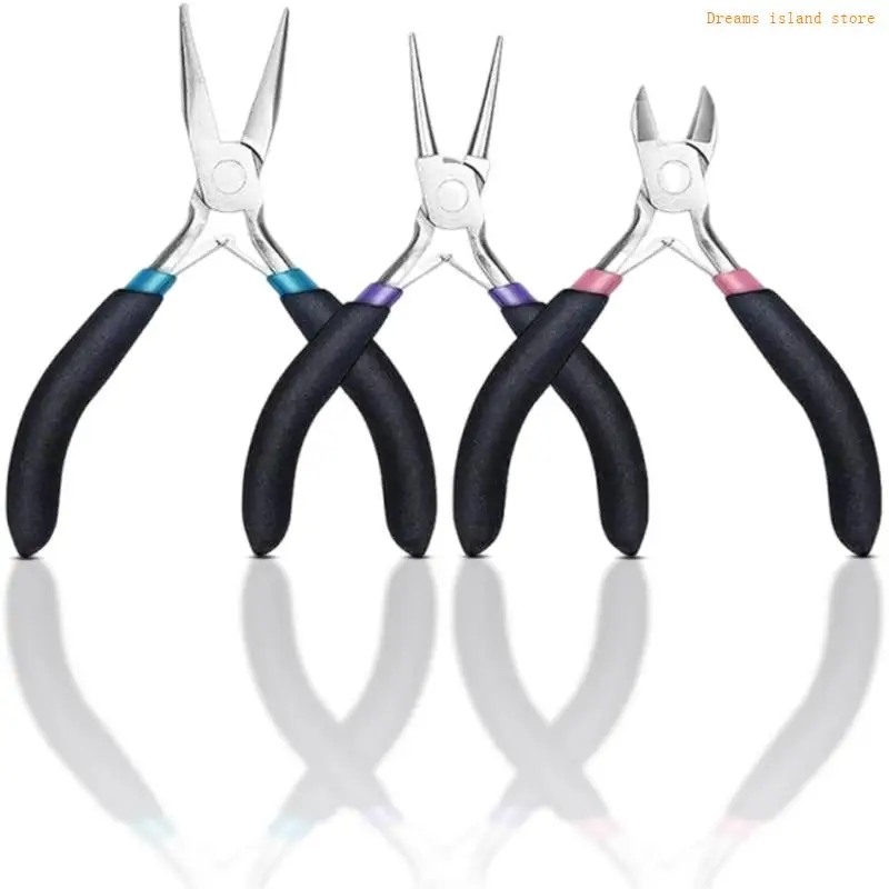 3Pcs Needle Nose Pliers Jewelry Pliers Jewelry Making Tool Comfortable Grip Handle Craft Pliers for Craft HX6C