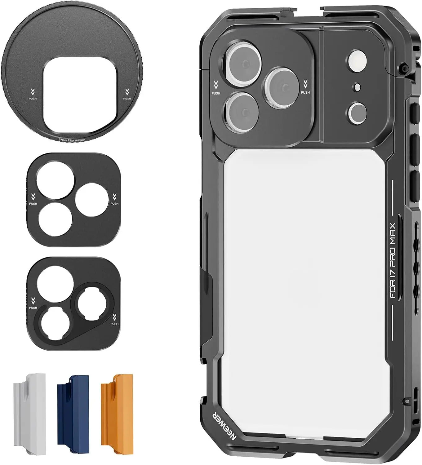 neewer-phone-cage-for-iphone-17-pro-maxquick-release-video-rig-stabilizer-accessories-67mm-filter-ring-17mm-lens-backplate