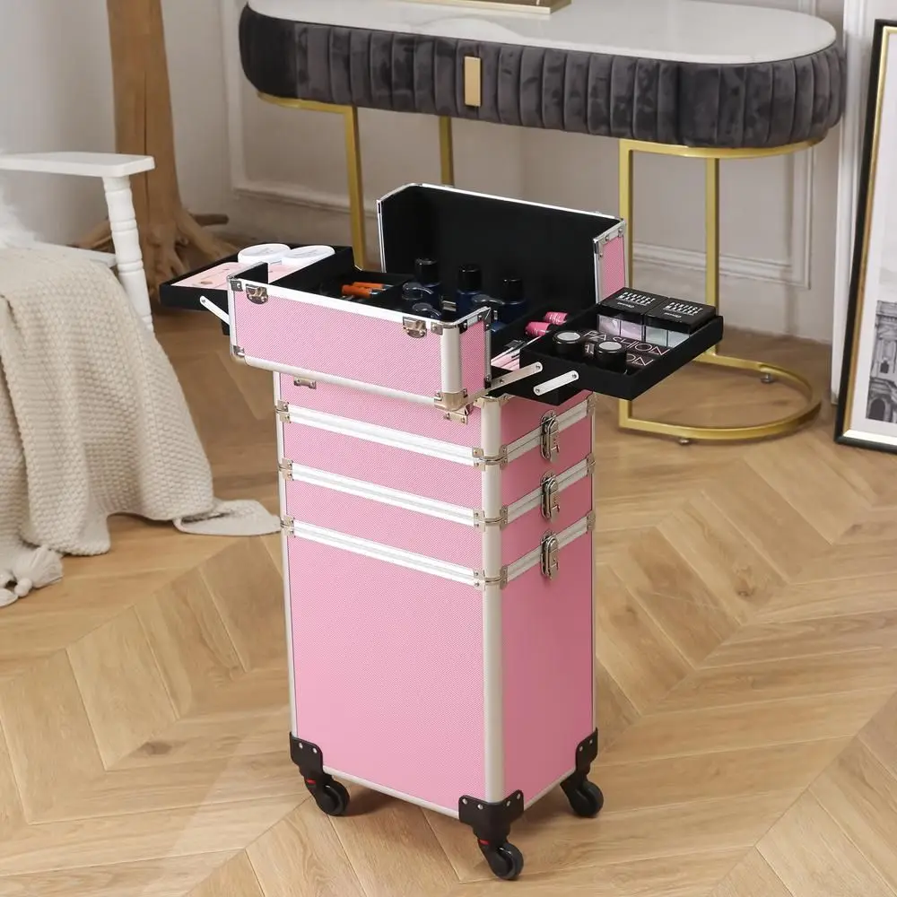 

DrawBar Style Interchangeable Aluminum Rolling Makeup Case