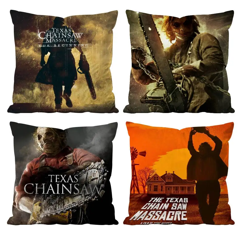 Horrible Movie S-Saw M-Massacre Pillow Case Anti-dustmite Pillowcase Invisible Zipper Silky Short Plush Sofa Cushion Cover