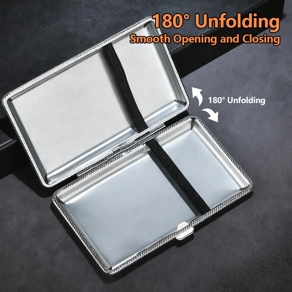 WITUSE WX Cigarette Case Brown Cigarette Box Case Holder Metal Leather Holds 12/14/18/20 Cigarettes
