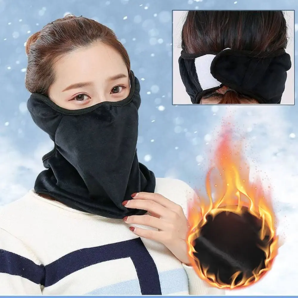 Trendy Plush Riding Windproof Mask Winter Warm Coldproof Ear Protection Mask Outdoor Thermal Earmuffs Scarf