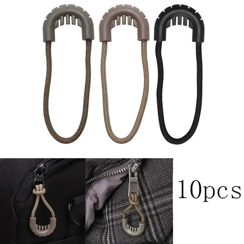 10 Pcs Multi-purpose Zip Zipper Pulls Cord Rope For Outdoor Travel Clothing Backpack Anti-theft Zip Tails Security Buckle Q1y8