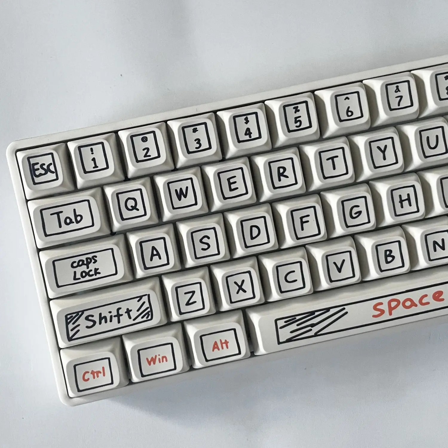 Hand-drawn graffiti wind 126 keys XDA height white mechanical keyboard keycaps PBT material 68 84 75 arrangement