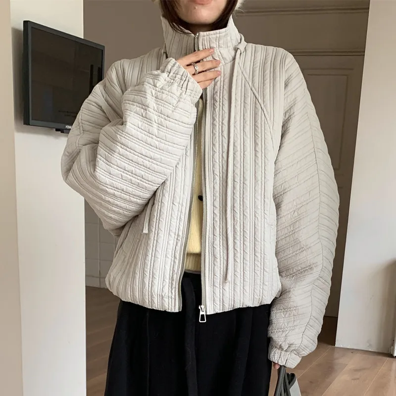 

Women's Puffy Coat Cotton Jaet Warm Stand Collar Loose ort Sle Spring Autumn Winter Outerwear School Street Sle