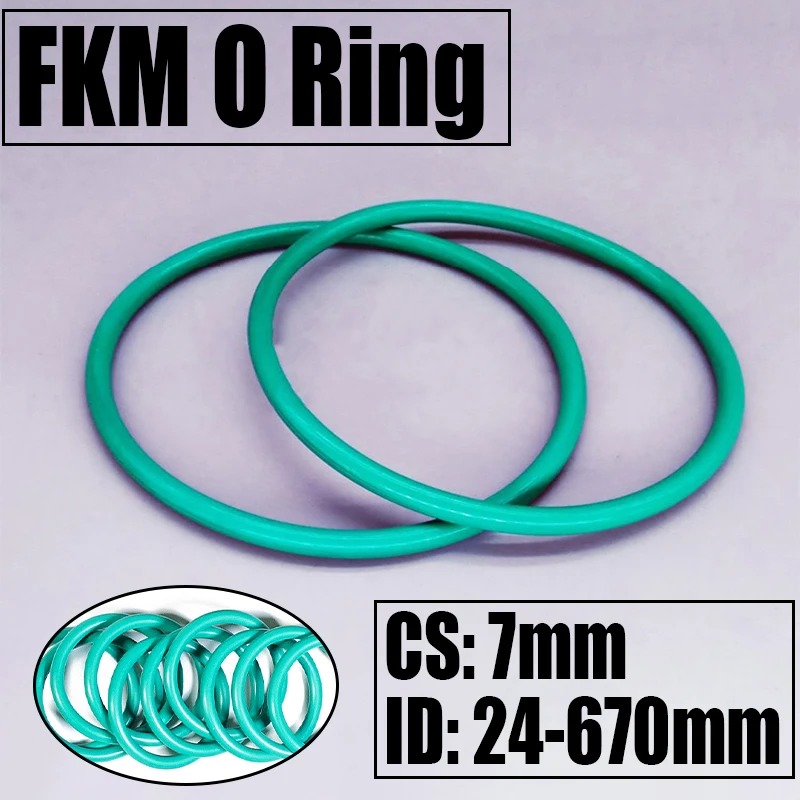 

1PCS FKM O Ring Seal Gasket Thickness CS 7mm ID 24-670mm Oil/High Temperature Resistance Washer Fluorine Rubber Spacer