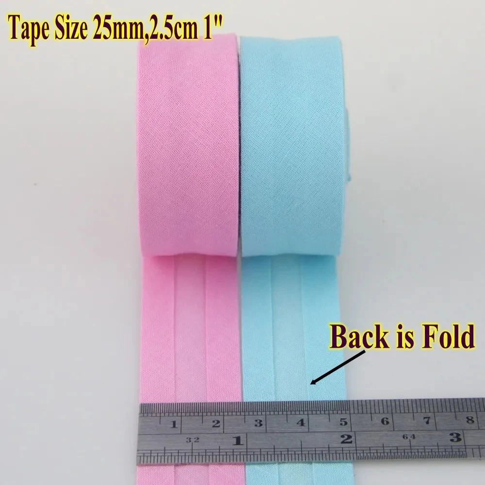 25mm (1“) width Bias Tape 100% Cotton Extra Soft for Baby Cloth Skin-friendly Fablic Bias Binding Tape Ironed Folded 12 yards