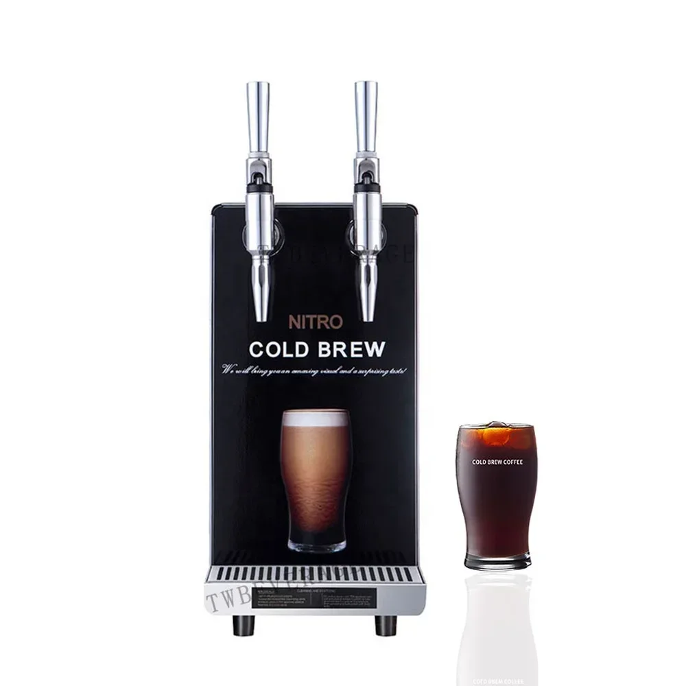 Commercial double faucet countertop Nitro cold brew tea coffee machine dispenser with N2 generation