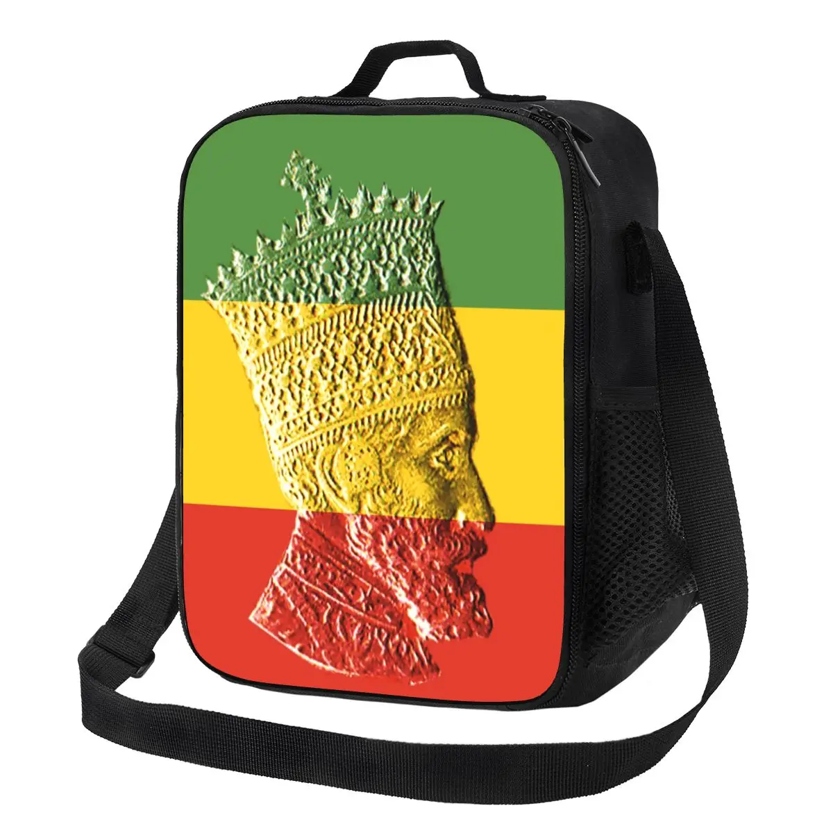 Custom Haile Selassie King Ethiopia Jah Rastafari Insulated Lunch Bag for Camping Travel Waterproof Thermal Cooler Lunch Box