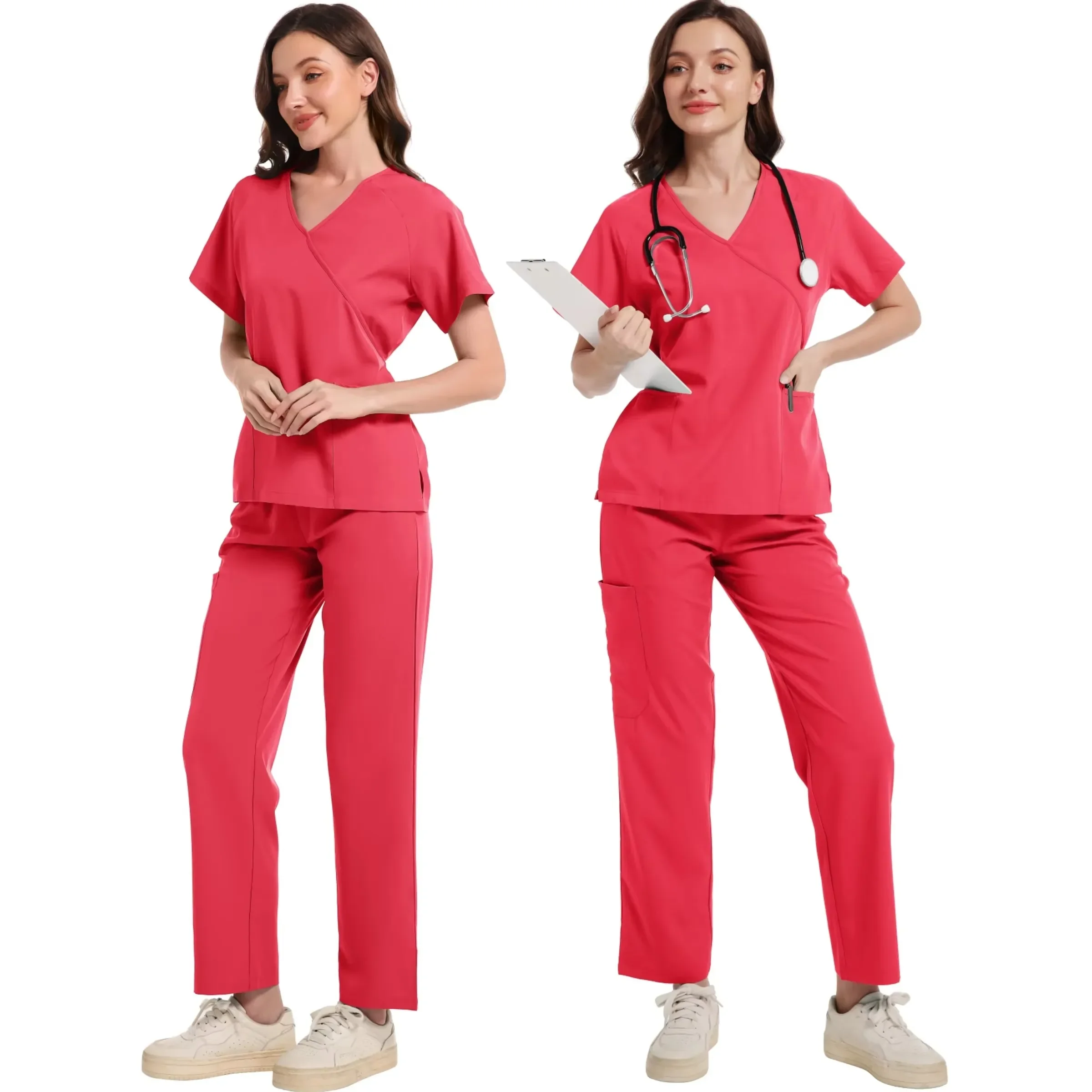 クラシックナーススクラブセット男性女性ナースアクセサリー医療制服外科歯科臨床トップパンツラボ作業服服