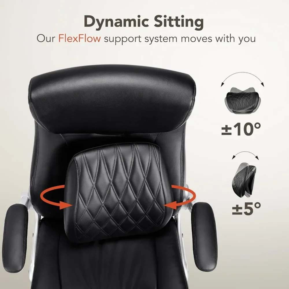 Executive Office Chair, Posture PU Leather Office Chair with Dynamic Sitting & Stepless Adjustable Lumbar Support