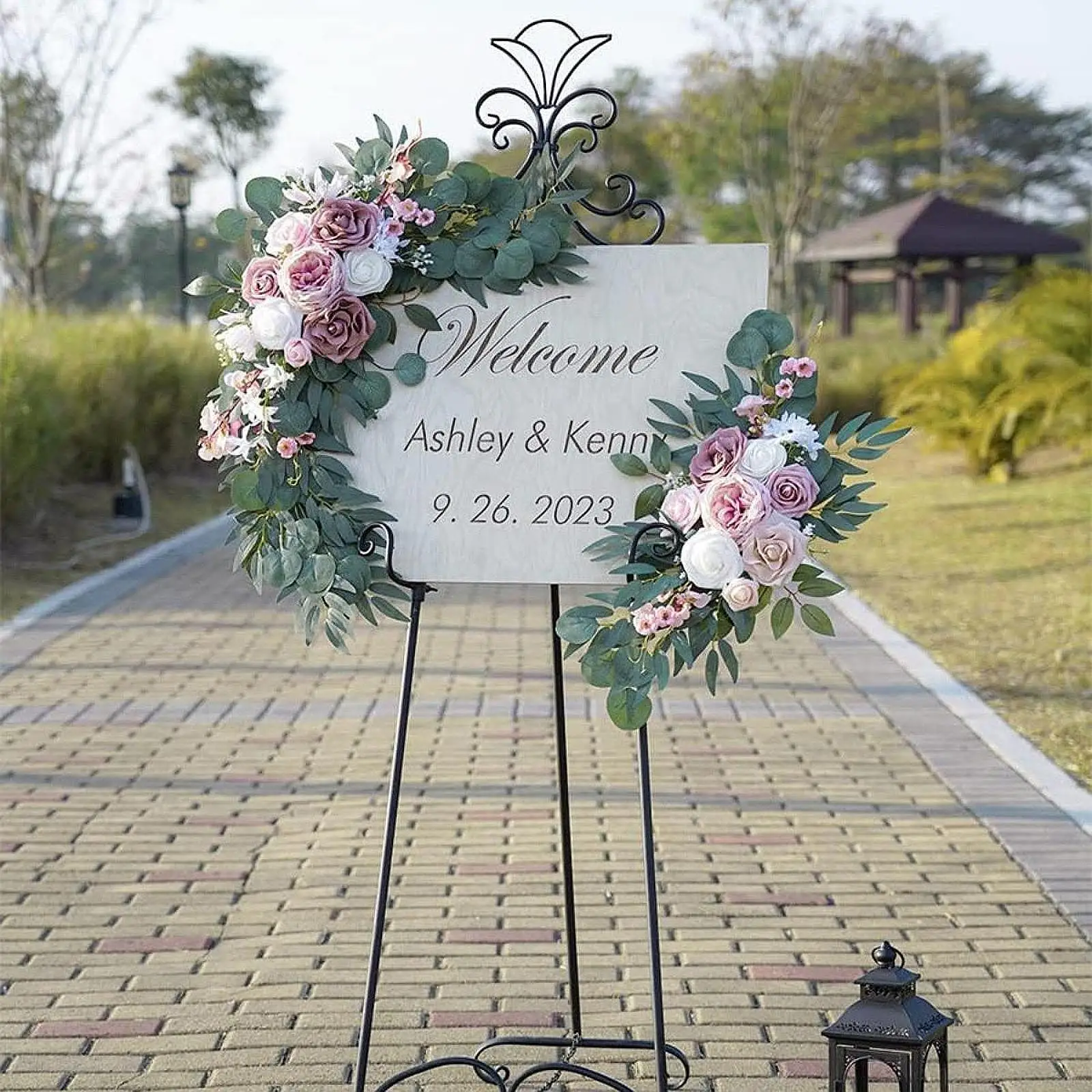 

2 Pieces Wedding Arch Flowers Artificial Floral Swags for Party Wall Window