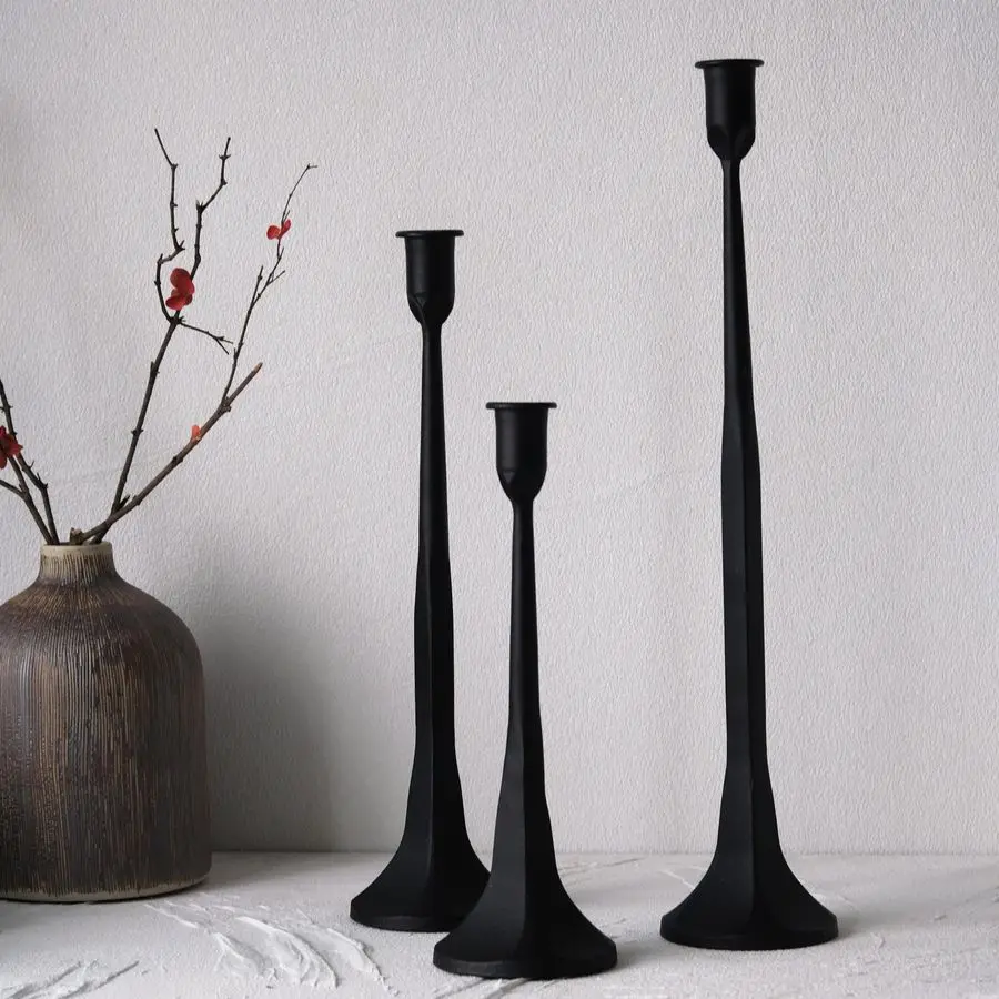 

Iron Taper Candle Holder Set of 3, Black Candlestick Holders Decorative Candle Stand, Tapered Candle Holders Tall Set for Weddin