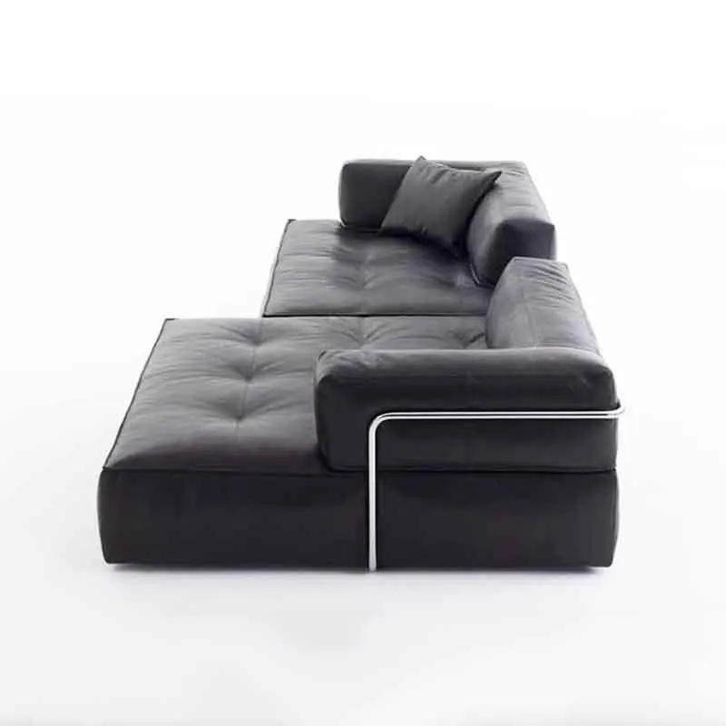 

Medieval tofu block combination removable stainless steel backrest Lawrence module leather fabric sofa