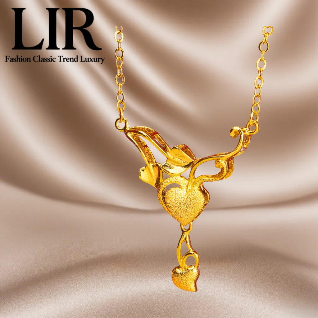 

Недеформируемое ожерелье LIR: новейшее покрытие, двухслойная подвеска в форме сердца, значение «Два сердца и одного»,