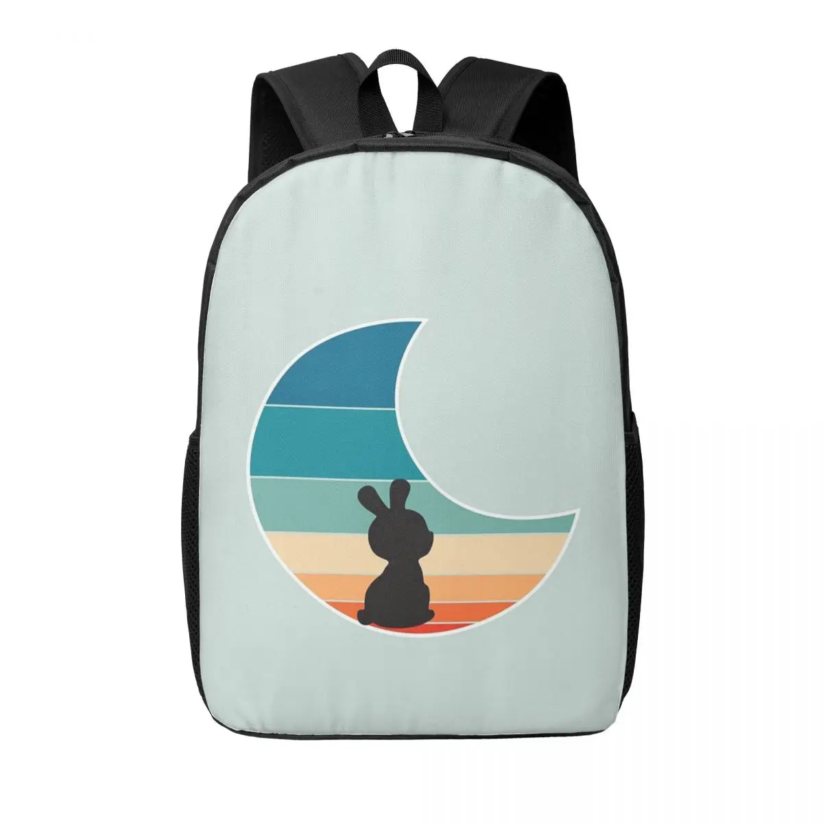 

Moon Bunny Retro Woman Backpacks Boys Girls Bookbag Fashion Children School Bags Portability Laptop Rucksack Shoulder Bag