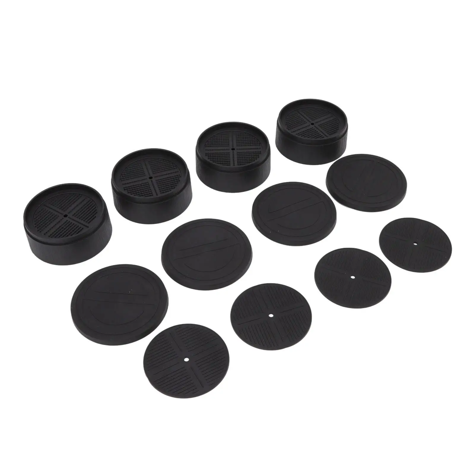 4Pcs Anti-Vibration Round Pads - Black Plastic Non-Slip Feet for washing Machines, Refrigerators, & Tables