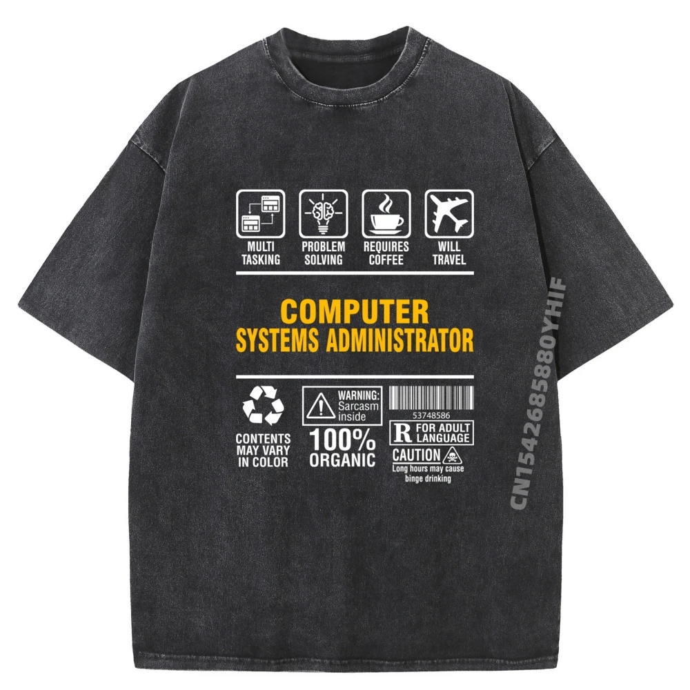

Multitasking Coffee Lover Computer Systems Administrator Graphic T Shirts Men Oversized Classic Sale Washed T-shirts
